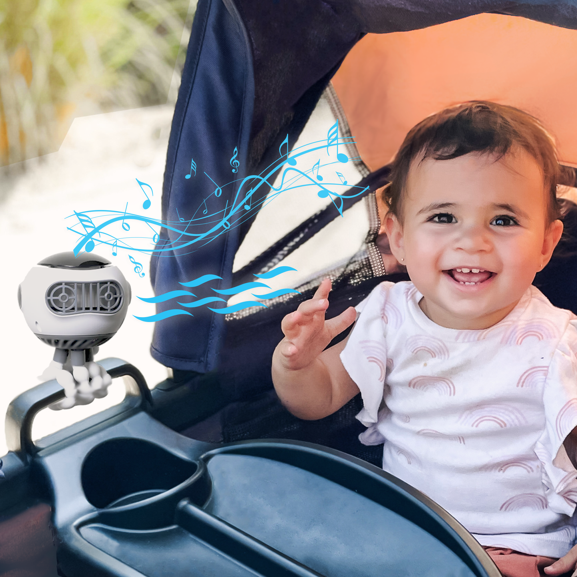fan for baby stroller Octo Stroller Accessory: Tripod Stroller Fan, Portable Music Player, and Nightlight